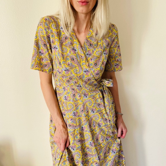 Floral Print Belted cotton boho maxi paisley Dress - Picture 7 of 10